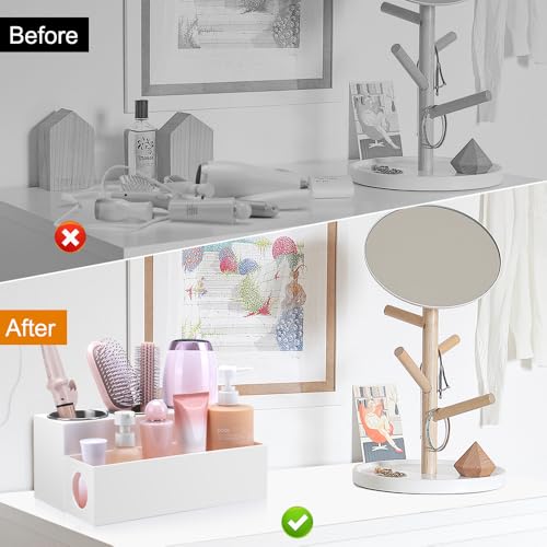 GFWARE Hair Tool Organizer - Bathroom Vanity Organizers and Storage, Hair Styling Accessories Hot Tools Organizer Hair Dryer, Blow Dryer, Curling Iron, Flat Iron, Hair Straightener, White - Image 5