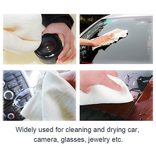 River Lake Natural Chamois Cloth for Car Drying Leather Drying Towel Natural Shammy Towel Real Leather Washing Cloth Cleaning Towel Car Wipes - 35'' x 23.6'' Chamois Car Wash Cloth Accessory - Image 4