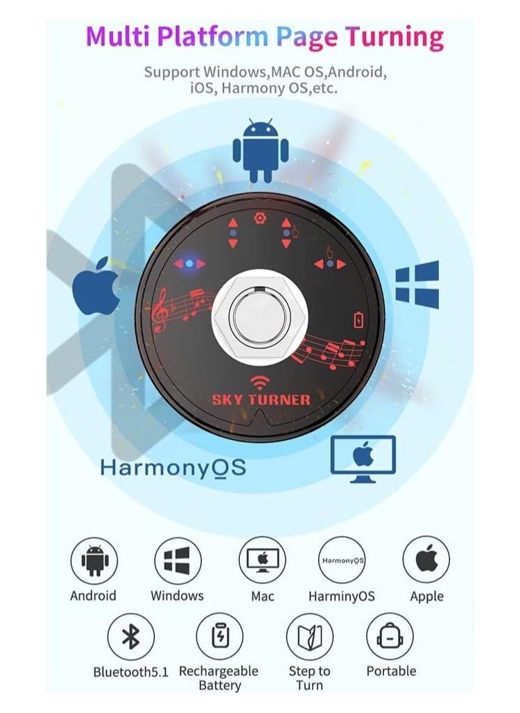 ELIKLIV Page Flip Pedal Rechargeable Wireless Foot Switch, Suitable for Tablets, Smartphones, Electronic Sheet Music, E-Books, PPT, Pictures, Videos, Bluetooth Page Flip Pedals, Portable Smart Wireless Bluetooth Music Flip Pedals, Tablet/Mobile Phone Hands-free Sheet Music Reading and Page Turning  - Image 5