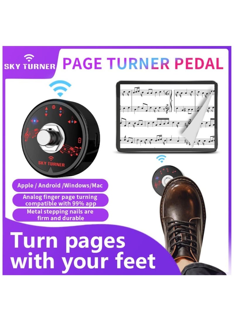ELIKLIV Page Flip Pedal Rechargeable Wireless Foot Switch, Suitable for Tablets, Smartphones, Electronic Sheet Music, E-Books, PPT, Pictures, Videos, Bluetooth Page Flip Pedals, Portable Smart Wireless Bluetooth Music Flip Pedals, Tablet/Mobile Phone Hands-free Sheet Music Reading and Page Turning  - Image 3
