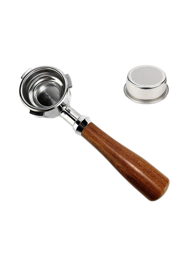 NIBEMINENT Stainless Steel Coffee Bottomless Portafilter Brown/Silver 54mm - Image 1