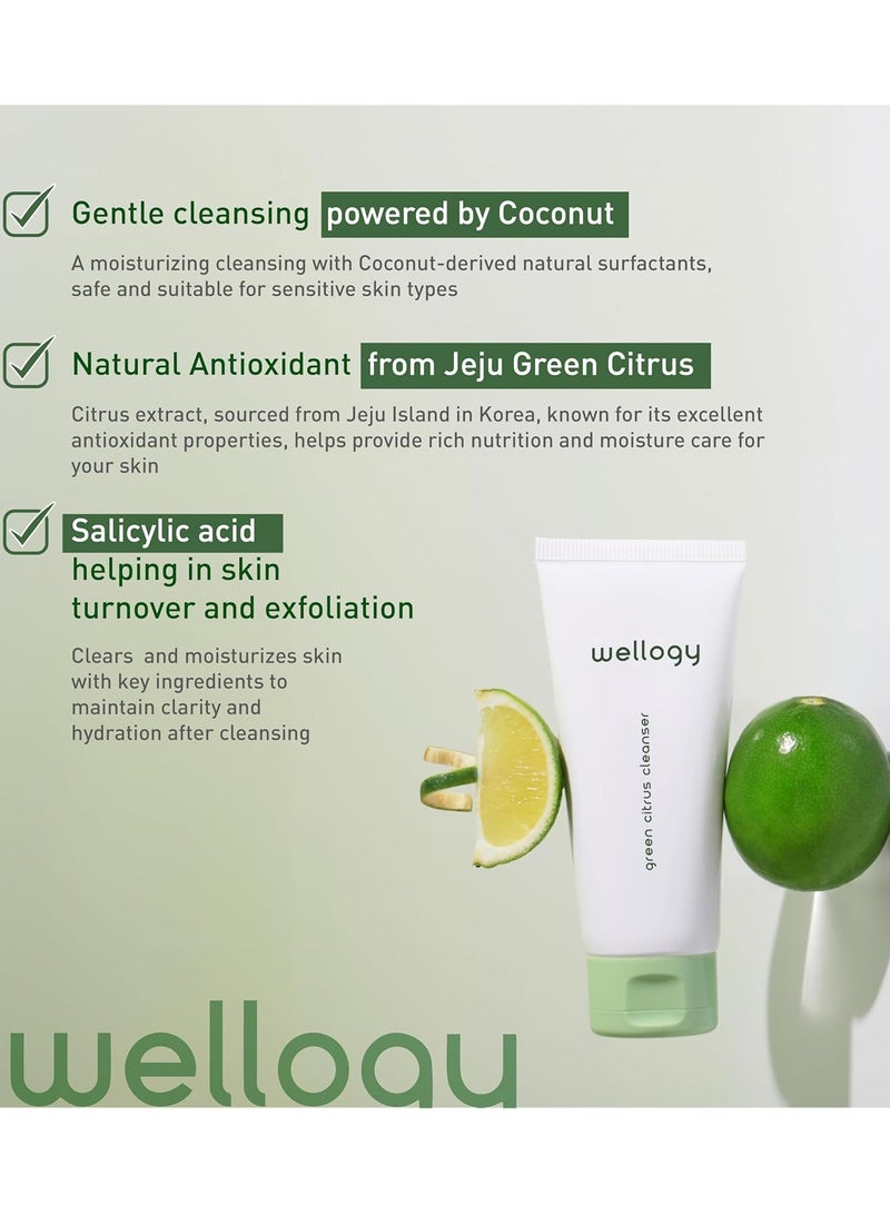 Wellogy Korean Daily Foaming Face Wash with Salicylic Acid and Green Citrus Extract for Sensitive Skin, Vegan | Gentle Face Cleanser, Acne Treatment, Lightweight Formula | 100ml - Image 4