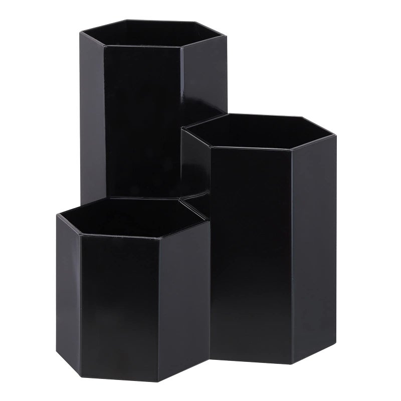 LoveBB Makeup Brush Holder Organizer 3 Slot Plastic Cosmetics Brushes Pen Storage Solution Black
