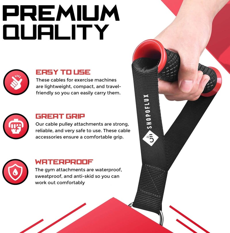 Shopoflux® Heavy Duty Handles with Solid ABS Cores and Welded D-Rings for Gym Machine, Resistance Band, Cable Machines (1 Pair) (Red) - Image 4