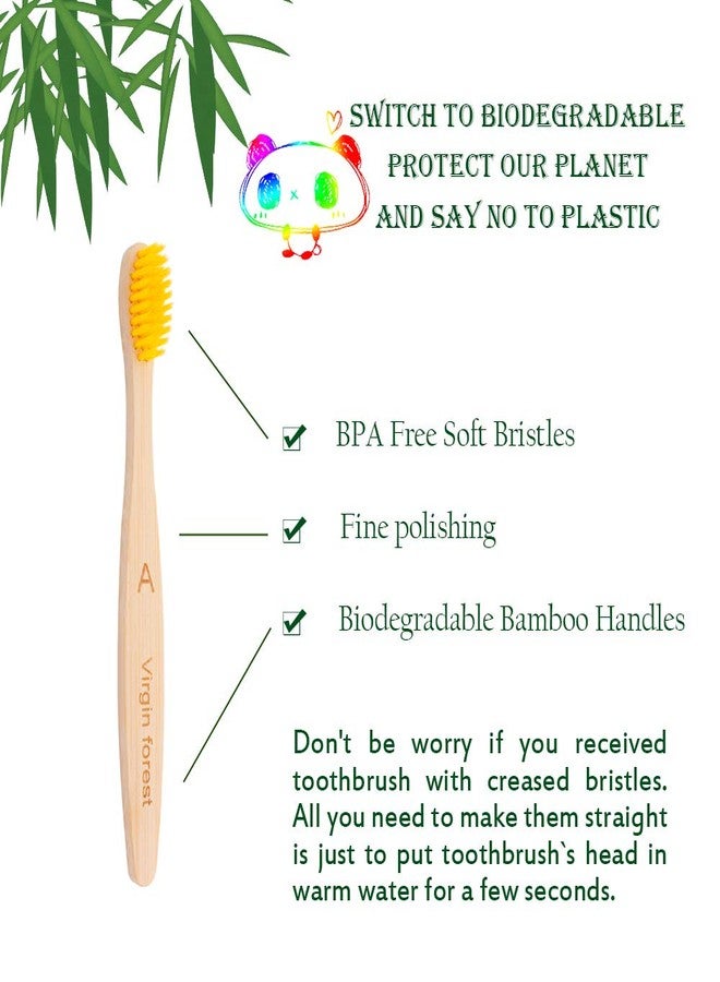 Virgin Forest Kids Bamboo Toothbrushes, Biodegradable BPA-Free Soft, 4pk Assorted Colors - Image 2