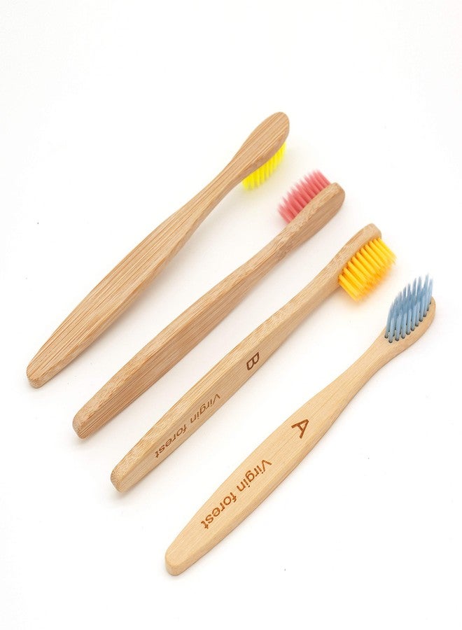 Virgin Forest Kids Bamboo Toothbrushes, Biodegradable BPA-Free Soft, 4pk Assorted Colors - Image 1