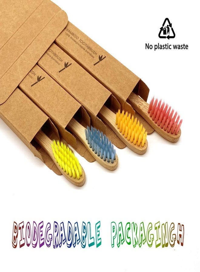 Virgin Forest Kids Bamboo Toothbrushes, Biodegradable BPA-Free Soft, 4pk Assorted Colors - Image 4