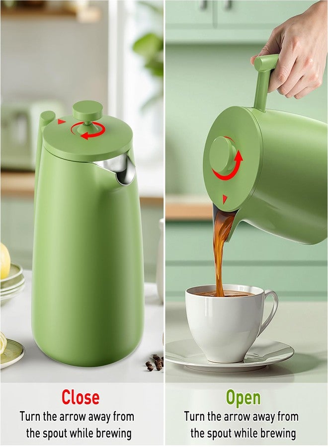 Secura 50oz French Press Coffee Maker - 304 Stainless Steel, Insulated Coffee Press with Extra Filter, Green - Image 3