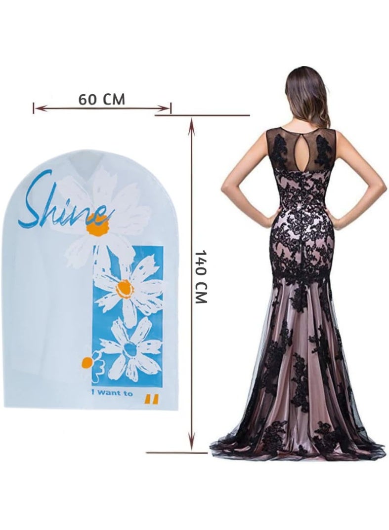 مجموعة من 5 أكياس ملابس لتخزين الملابس في الخزانة، غطاء بلاستيكي للبدلات مزود بسحاب، مقاوم للماء وشبه شفاف، لحماية الملابس من البدلات والمعاطف والسترات والفساتين، 60 × 140 سم (أزرق سماوي). - Image 2