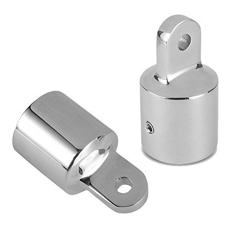 Amadget 2 PCS Bimini Top Caps Tube, Eye End Top Fitting Marine 316 Stainless Steel Bimini Canopy Hardware, Inside Dia 7/8" - Image 1
