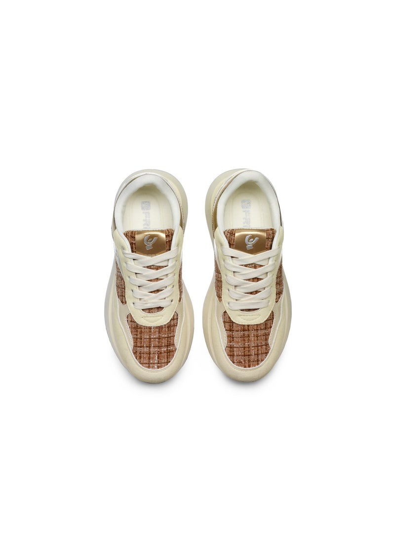 FREDDY حذاء فريدي النسائي ذو المنصة - بيج نود سويد وقماش منسوج مع نعل سميك - Image 3