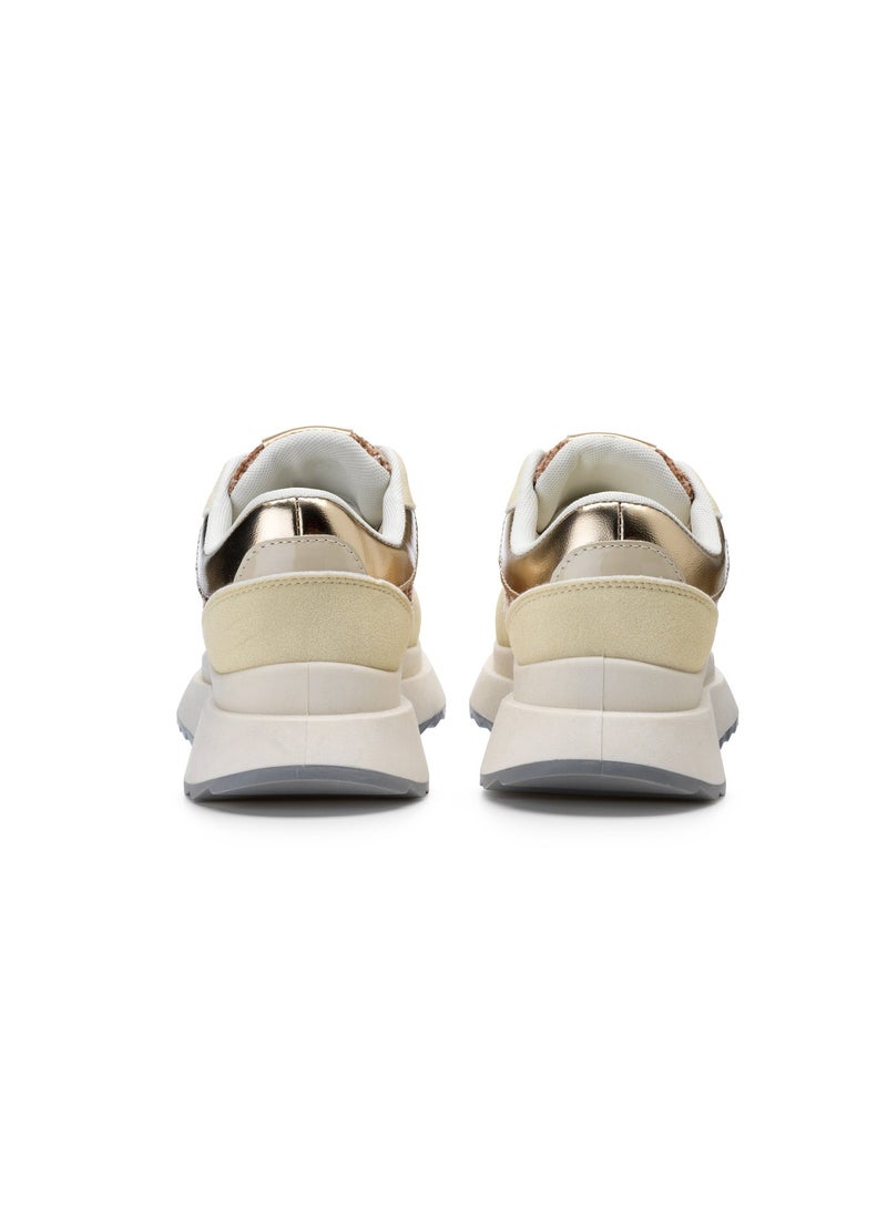 FREDDY حذاء فريدي النسائي ذو المنصة - بيج نود سويد وقماش منسوج مع نعل سميك - Image 4