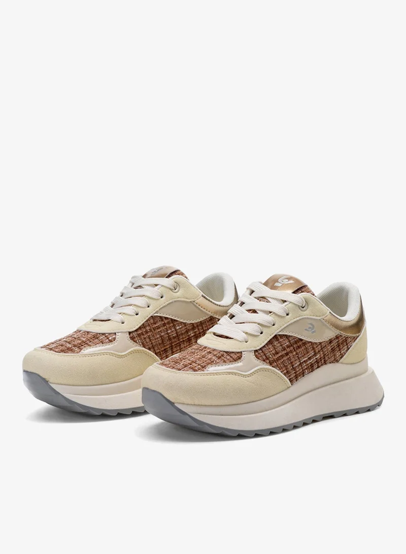 Freddy Freddy Women’s Platform Sneakers – Nude Beige Suede & Textured Fabric Casual Shoes with Chunky Sole