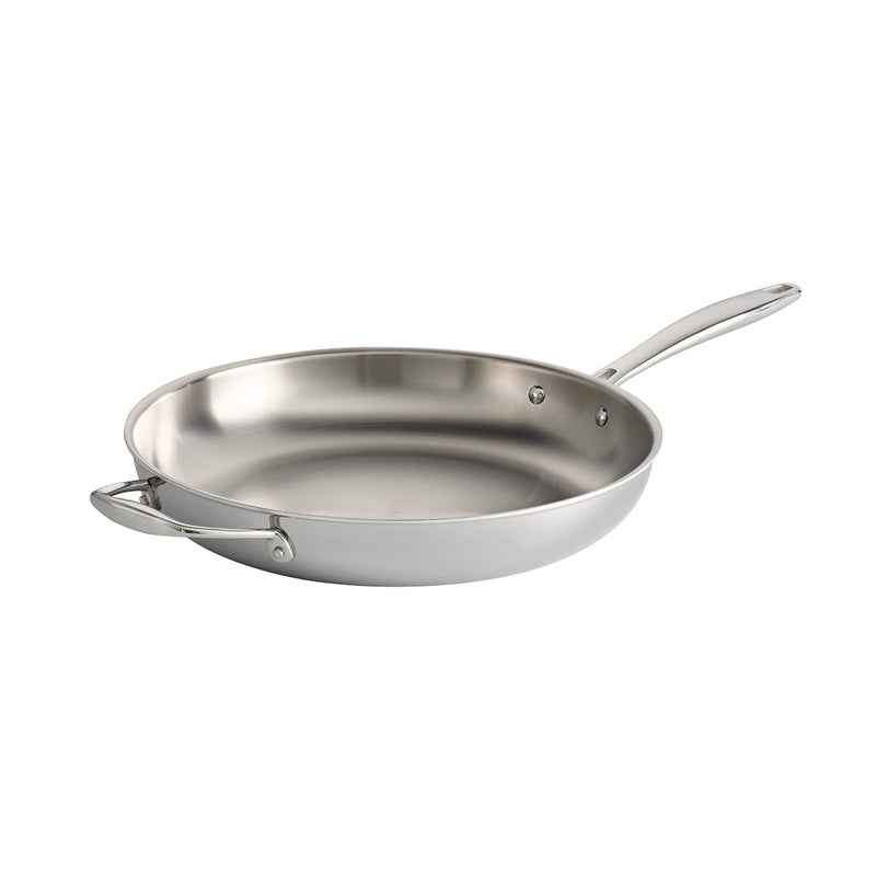 Tramontina Signature TriPly Clad Stainless Steel 12Inch Large Frying Pan with Helper Handle InductionReady Skillet DishwasherSafe NSFCertified Made in Brazil