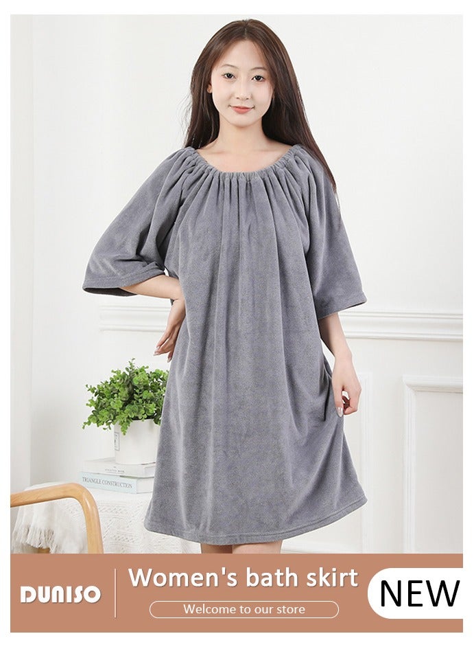 DUNISO Ultra Soft Microfiber Women Bathrobe , Absorbent Soft and Breathable，Lightweight Spa Robe，Off Shoulder Women's Soft Wrap Towel for  Home, Bathroom, Postpartum - Image 1