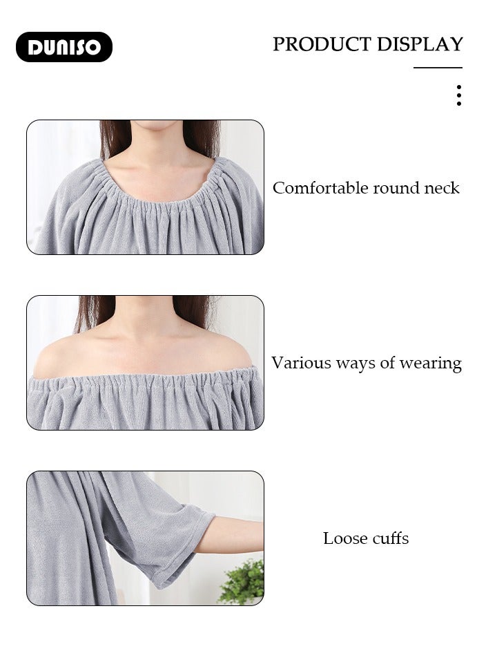 DUNISO Ultra Soft Microfiber Women Bathrobe , Absorbent Soft and Breathable，Lightweight Spa Robe，Off Shoulder Women's Soft Wrap Towel for  Home, Bathroom, Postpartum - Image 5