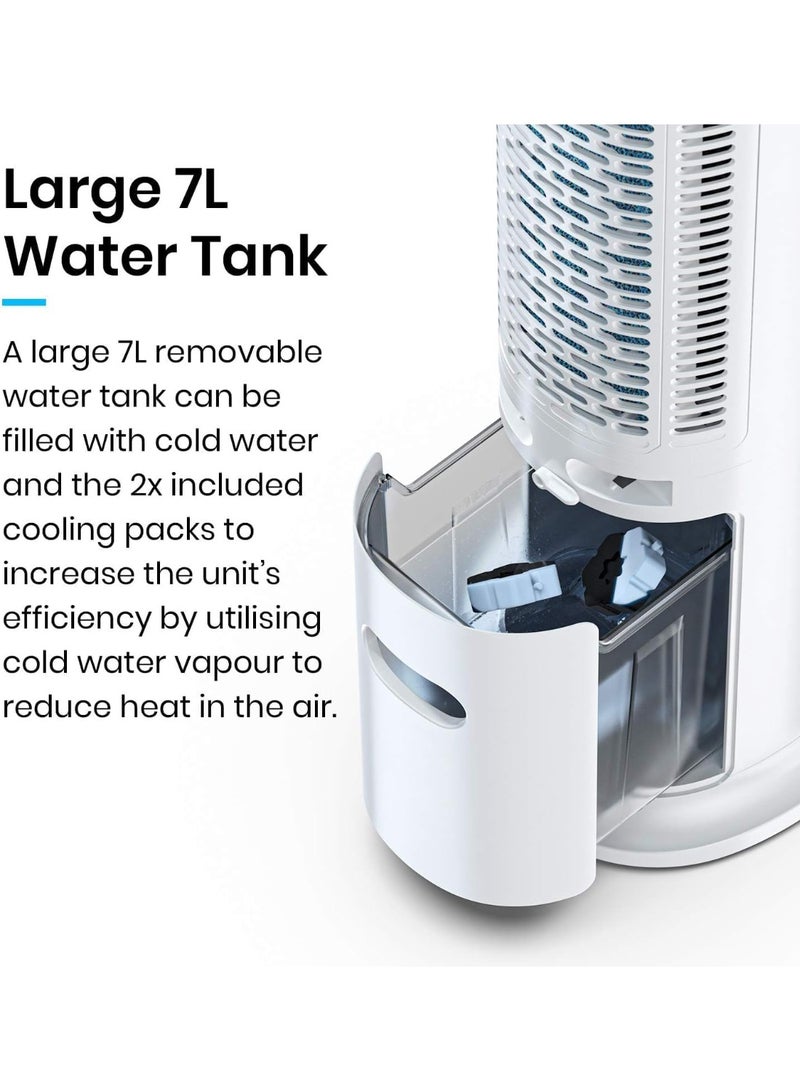 Pro Breeze Portable Air Conditioner 7L Evaporative Air Cooler 42" Portable Tower Fan, 3 Speeds with Remote, Automatic Oscillation, 10 Hour Timer & Sleep, Natural & Humidification Mode for Home/Office - Image 2