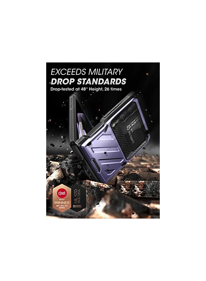 سوبكيس حافظة سلسلة Unicorn Beetle Pro لهاتف Samsung Galaxy Z Flip 4 5G (2022)، حافظة حماية متينة بطبقة مزدوجة لكامل الجسم مع حافظة - Image 3