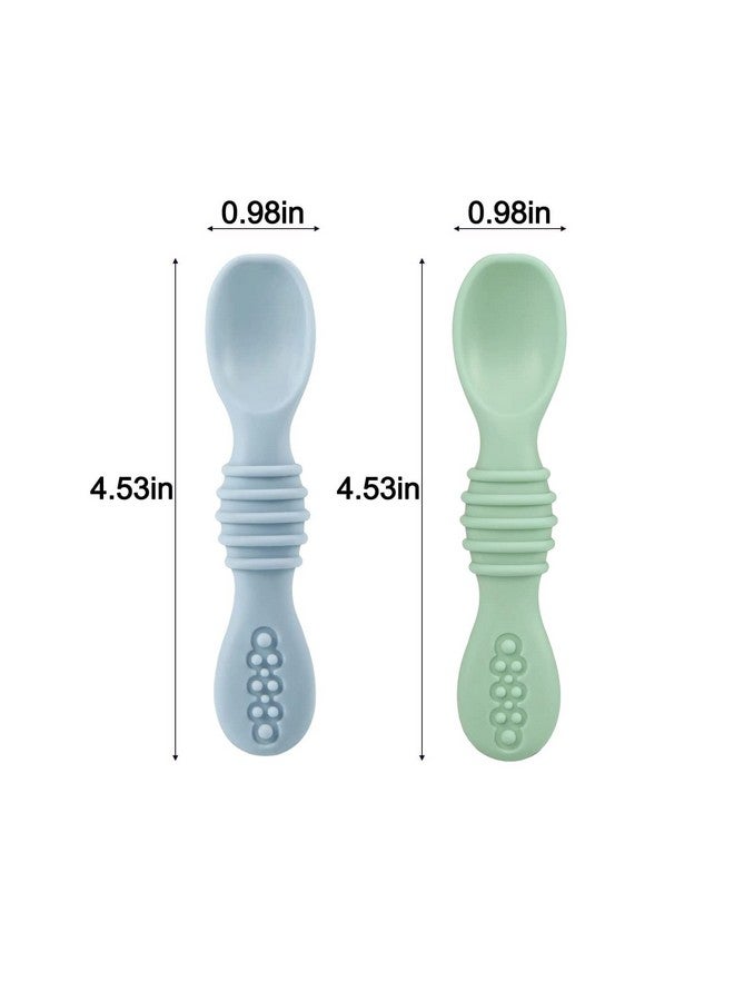 باندا إير مجموعة من طبقي شفط سيليكون للأطفال من باندا إير، طبق طعام مقسم غير قابل للكسر للأطفال الصغار مع عبوتين من الملاعق للتغذية الذاتية، مجموعة أدوات تغذية للأطفال الصغار، مستلزمات طعام للأطفال، على شكل سرطان البحر - أزرق وأخضر - Image 3