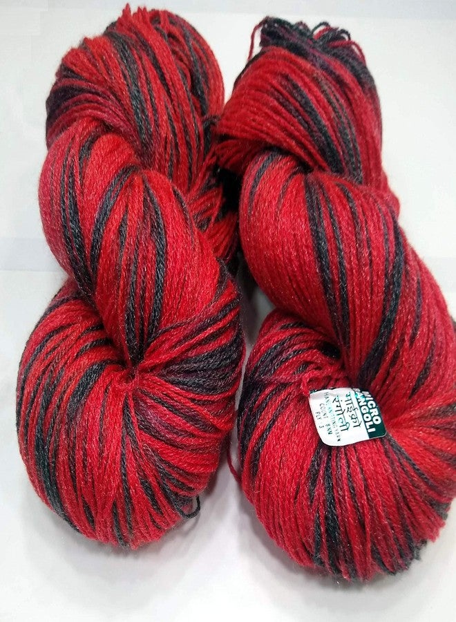 Oswal Knitting Yarn Wool Multi Red Black Woolen Crochet Yarn Thread. Wool Yarn for Knitting. Woolen Thread. (400gm) - Image 1