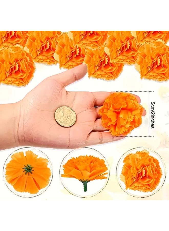 16pcs Artificial Marigold Flower Garland Heads Mixed Color Realistic Fake Flowers - Image 3