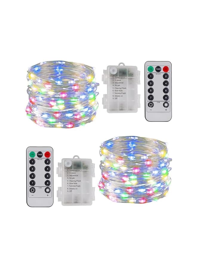 The Bros 2 Pack 20 metre 200 LED Fairy Lights Battery Operated Lights with Remote Waterproof 8 Modes Twinkle String lamp for Christmas, Bedroom, Garden,Valentine's Day Decoration (Colorful) - Image 2