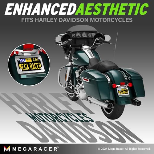Mega Racer إطار لوحة ترخيص دراجة نارية من الكروم المرآة الفاخرة 1 عبوة - فولاذ مقاوم للصدأ، خالي من الاهتزاز، قانوني في الشارع لحامل علامة الموتور/السكوتر، يناسب هارلي ديفيدسون وهوندا، Porta Placa Para Moto - Image 4