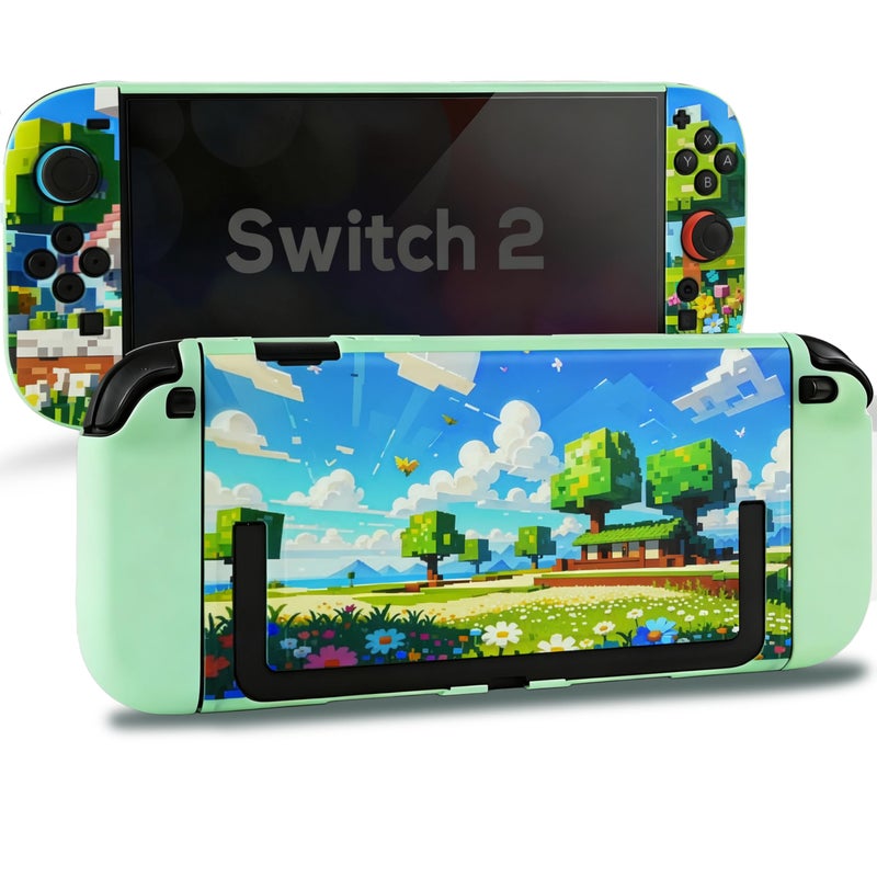 TIKOdirect Protective Case for Switch 2, Hard PC Shell and Soft TPU Joy-Con Grip, Slim Dockable Cover Case with Cute Pattern, Anti-Scratch and Shock-Absorption Design Cover Skin for Switch 2, Flower - Image 1