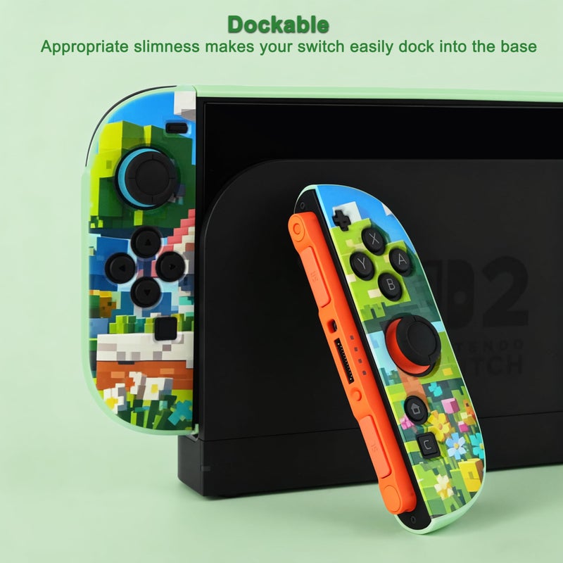 TIKOdirect Protective Case for Switch 2, Hard PC Shell and Soft TPU Joy-Con Grip, Slim Dockable Cover Case with Cute Pattern, Anti-Scratch and Shock-Absorption Design Cover Skin for Switch 2, Flower - Image 2