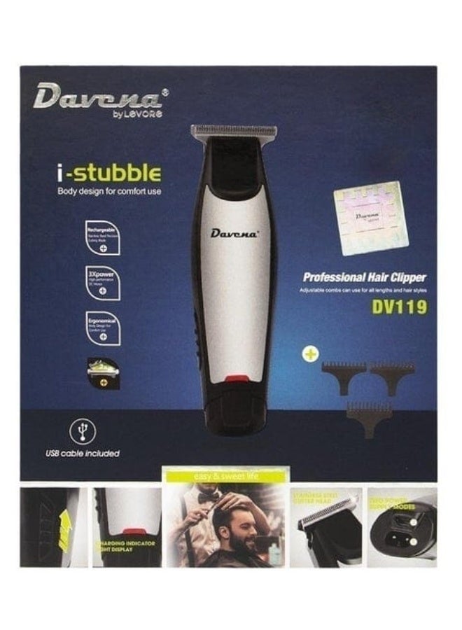 Davena DV119 i-Stubble Professional Hair Trimmer with USB Charging & Lithium Battery - Image 4