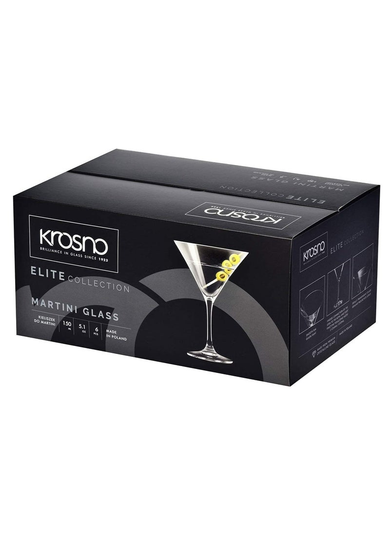 Krosno Krosno Martini Cocktail Glasses | Set of 6 | 5.1 oz | Elite Collection | Perfect for Home, Restaurants and Parties | Dishwasher Safe  - Image 4