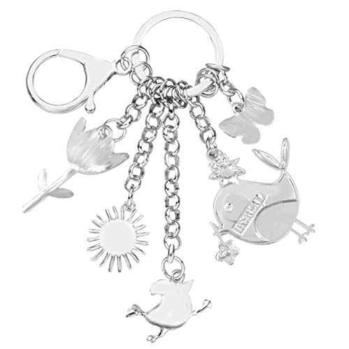 BONSNY Enamel Zinc Alloy Birds Flower Butterfly Key Chains Keyrings For Women Handbag Car Key Charms (Grey) - Image 5