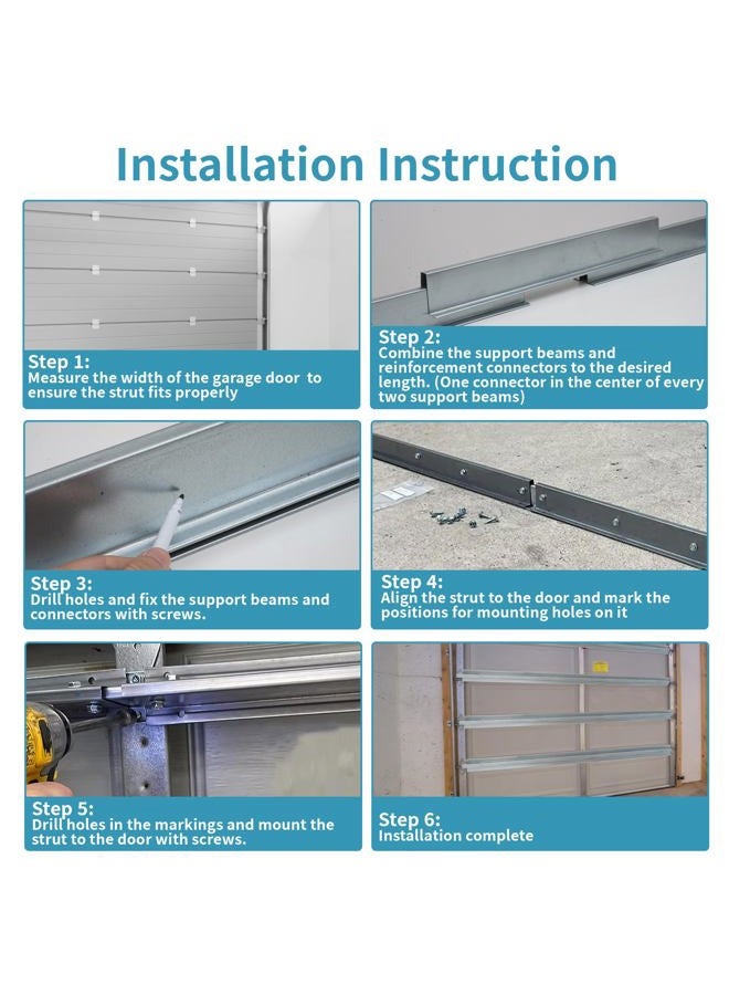 RDUIGT Garage Door Strut 16Ft Garage Door Reinforcement Bracket Garage Door Support Brace Repair Kit Prevents Bending and Sagging - Image 3