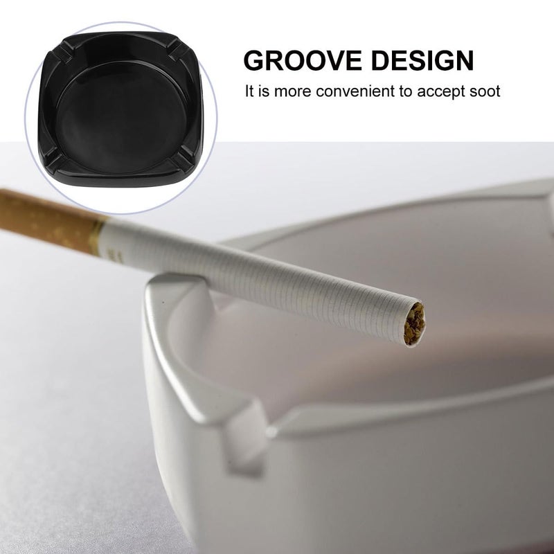 Square Black Imitation Porcelain Ashtray For Outdoor Home Desktop Smoking Use - Image 5