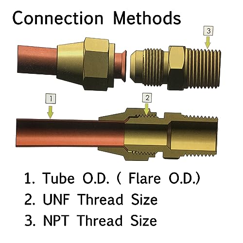 TL TOOLEGIN Brass Flare Cap Assortment Kits, SAE 45 Degree Flared Tube Fitting for 1/4" 5/16" 3/8" 1/2" 5/8" Tube OD, 5pcs - Image 4