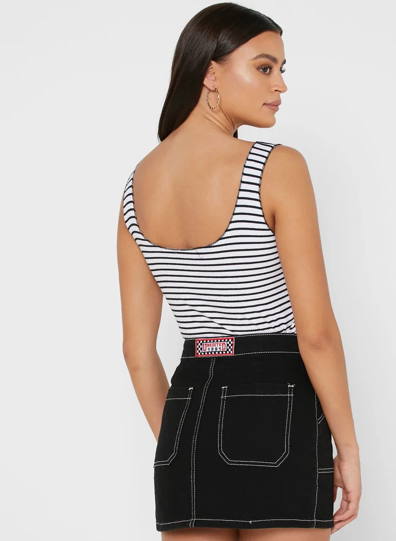ترينديول Contrast Trim Button Down Tank Top