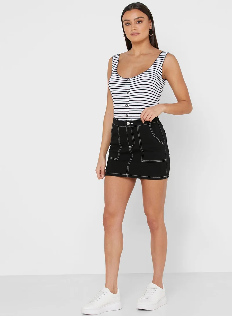 ترينديول Contrast Trim Button Down Tank Top