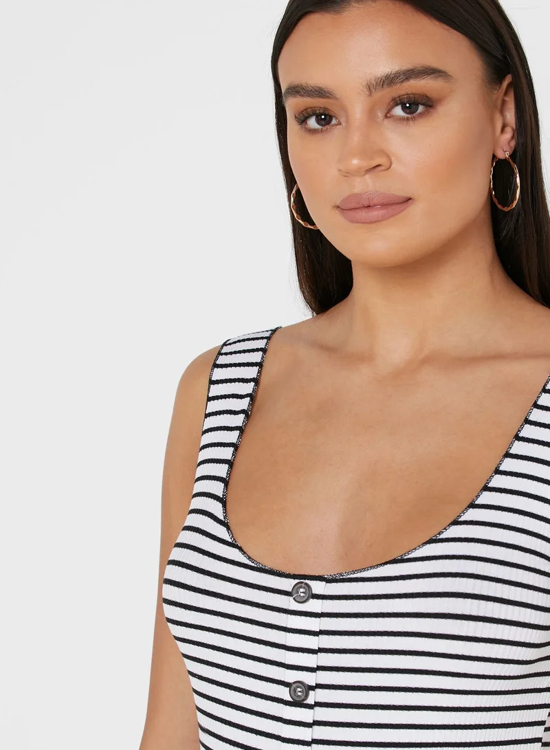 ترينديول Contrast Trim Button Down Tank Top