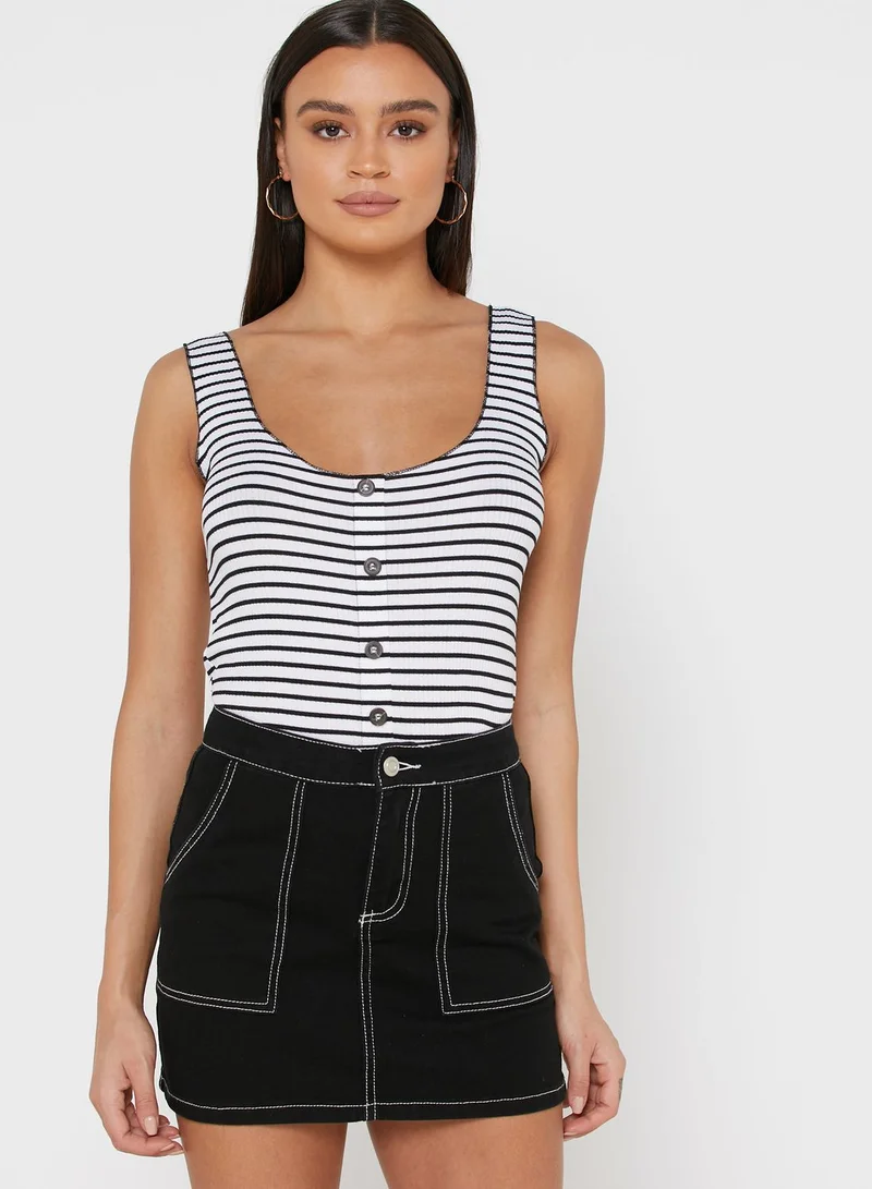 ترينديول Contrast Trim Button Down Tank Top