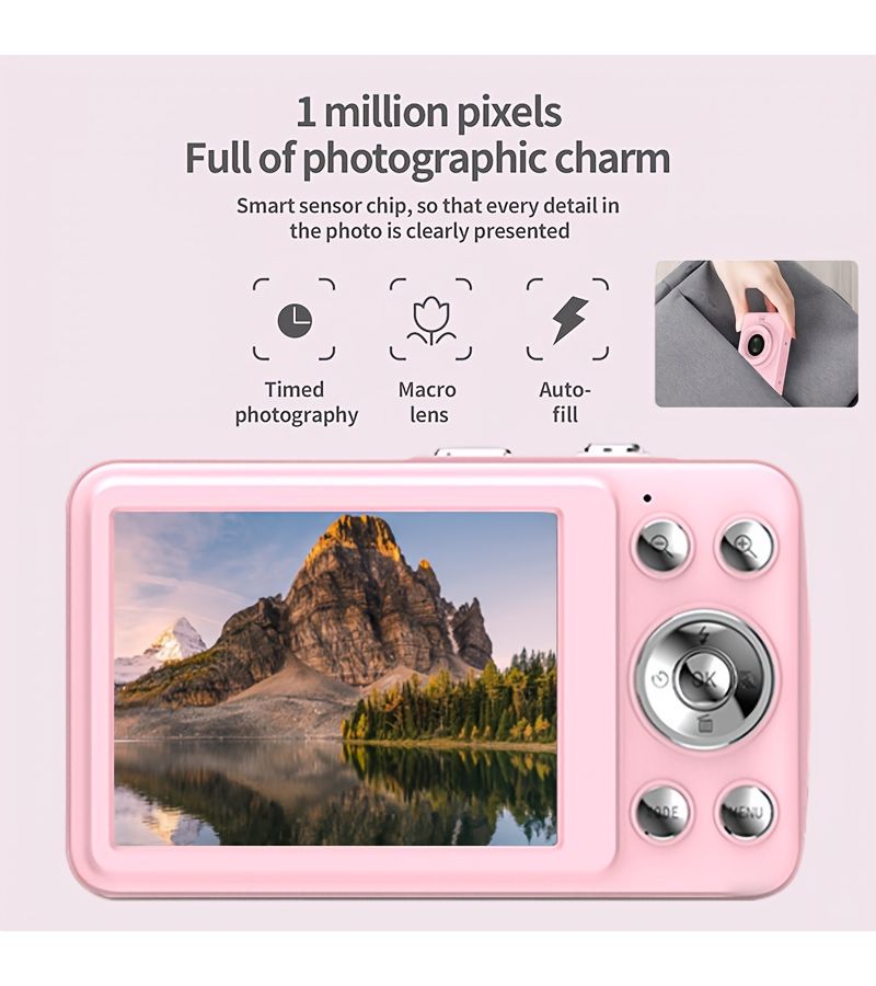 Pink Digital Camera 1080P Video 16X Zoom Compact Camcorder - Image 4