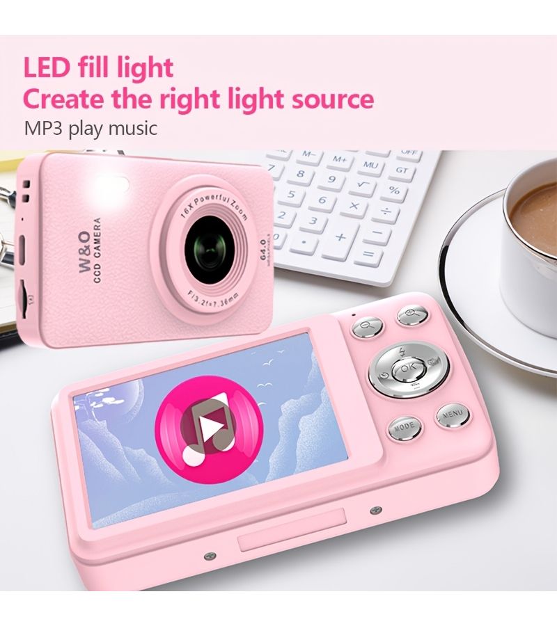 Pink Digital Camera 1080P Video 16X Zoom Compact Camcorder - Image 5