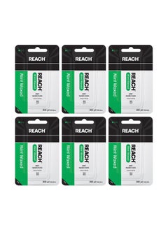 REACH REACH Waxed Dental Floss, Mint, Plaque Remover for Teeth, Shred Resistant, Floss Slides Smoothly, Easy to Use, Waxed, Deep Cleaning Teeth, Oral Care, PFAS Free, for Adults & Kids, 6 Pack, 200 yd  - Image 1