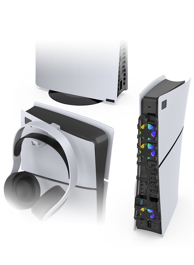 DOBE PS5 Slim Vertical Console Stand with Cooling Fan & Headphone Hanger - All-in-One Gaming Accessory - Image 5