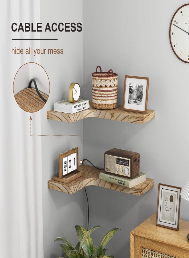 fuqing Floating Corner Shelves, Wall Shelf Set of 3, Shelves for Wall Storage, Solid Wood Shelves for Storage, Wall Mount Wooden Display Shelf for Bathroom Bedroom Kitchen Garage, Carbonized Black - Image 4