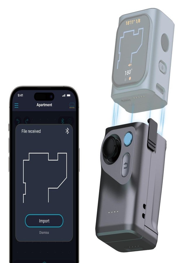 HOZO M-Cube Laser Measuring Tool Adaptor, 01 Smart Planner - Features 360° Joystick for Capturing Floorplans from Any Angle, One-Tap Button for Precise Edge and Corner Measurements - Image 1