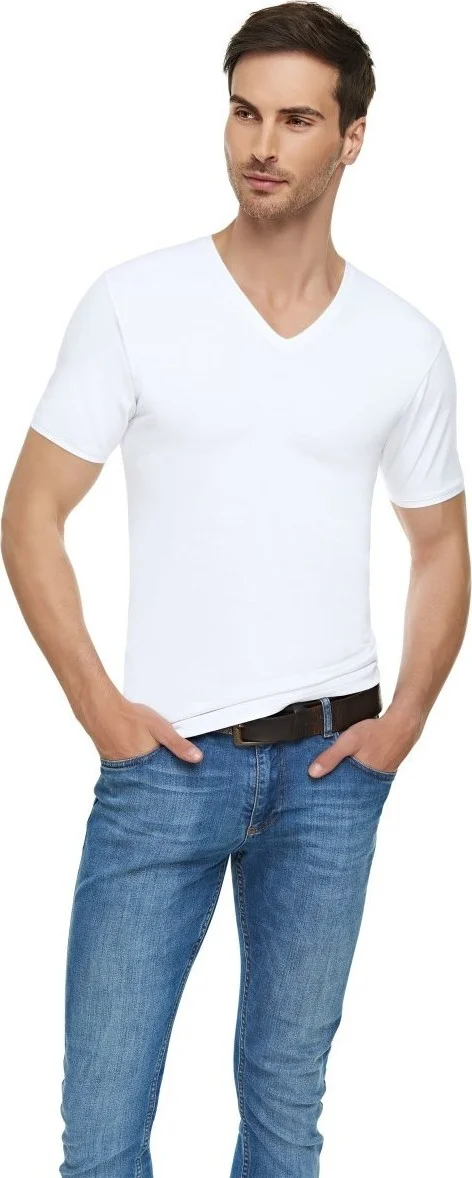 كاتميرا Tutku 3-Piece Men's White Ribbed V-Neck Undershirt