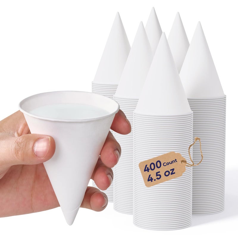 LITOPAK 400 Count 45 oz Snow Cone Cups Paper Cone Cups for Water Ice Cream Shaved Ice Candies - Image 2