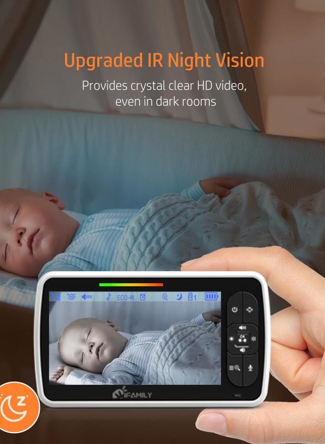 iFamily Split Screen Baby Monitor, Large Display Video Baby Monitor with 2 Cameras and Audio, Long Range, Remote pan tilt, Night Vision, Temperature Sensor, 2 Way Talk, Feeding Clock and lullabies. - Image 3