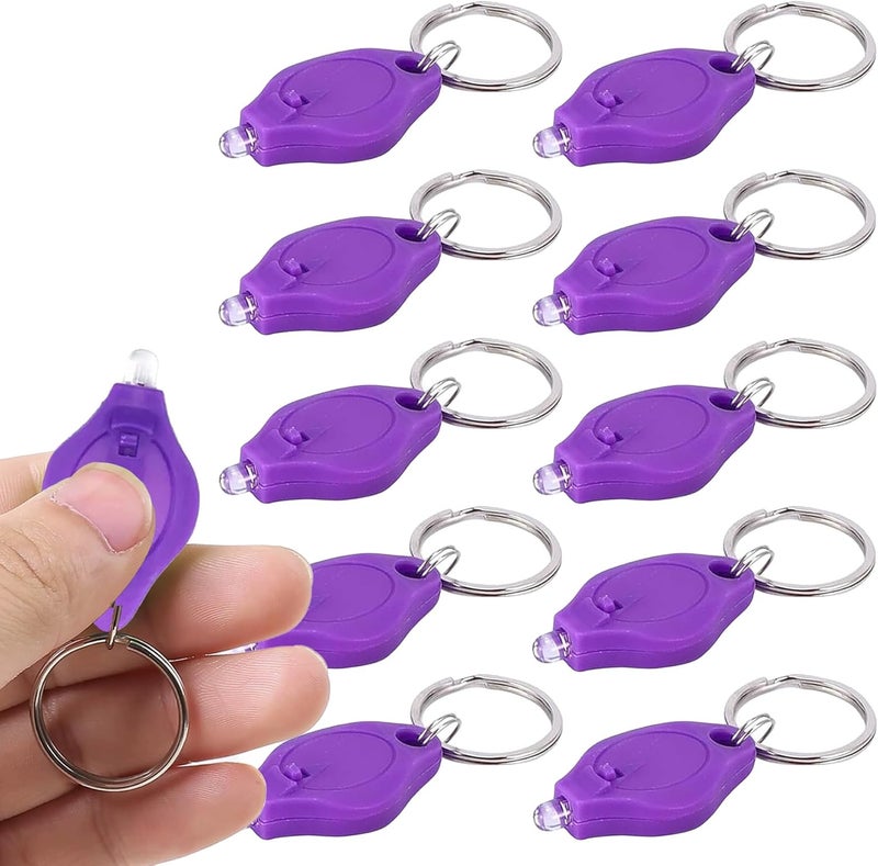 LEPEVNEY Mini UV LED Keychain Flashlight - 10 Pack Portable Keyring Torch - Image 1