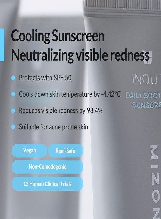 Mizon Inout Daily Soothing Sunscreen Spf50+ Pa++++ | Moisturizing - No White Cast - Suitable for Acne-Prone Skin - Reduces Redness - Cools down skin temp - 50 ml - Image 2